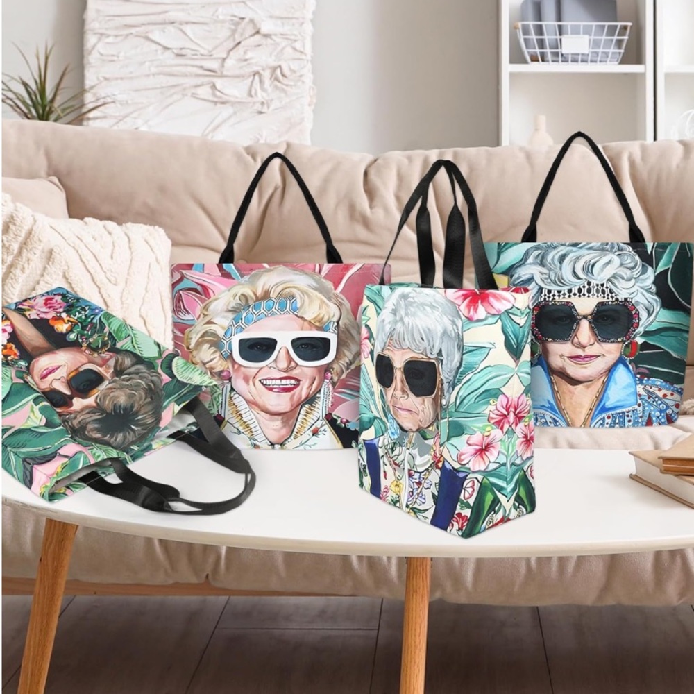 NEW SET OF 4❣️GOLDEN GIRLS Canvas Eco Tote Bags Photo Collage TV Sitcom 80s